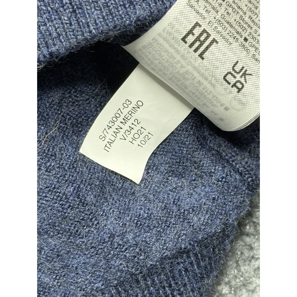Banana Republic Pullover Sweater XL Blue Crewneck Cotton Italian Merino Wool
